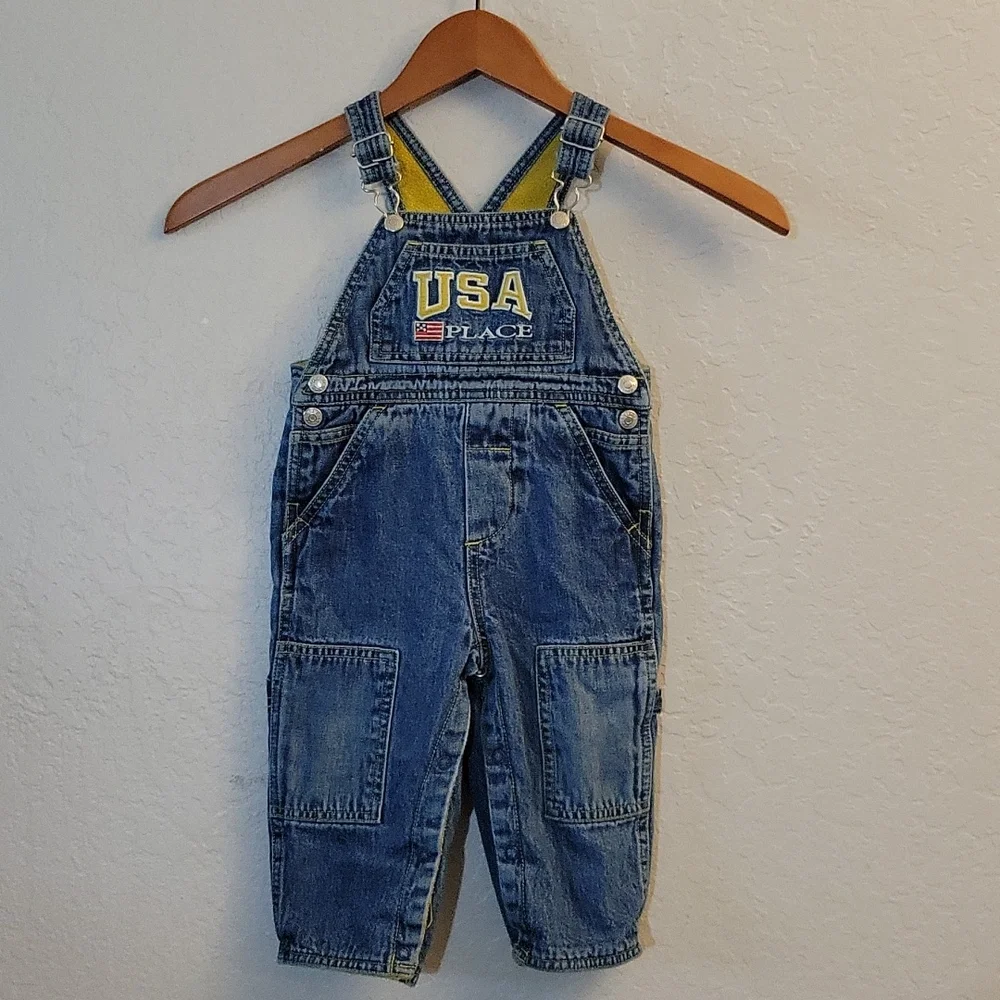 VINTAGE CHILDREN’S PLACE USA Fleece Lined Embroidered Overalls 12M